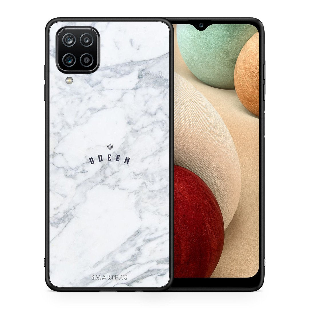 Θήκη Samsung A12 Queen Marble από τη Smartfits με σχέδιο στο πίσω μέρος και μαύρο περίβλημα | Samsung A12 Queen Marble case with colorful back and black bezels