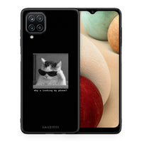 Thumbnail for Θήκη Samsung A12 Meme Cat από τη Smartfits με σχέδιο στο πίσω μέρος και μαύρο περίβλημα | Samsung A12 Meme Cat case with colorful back and black bezels