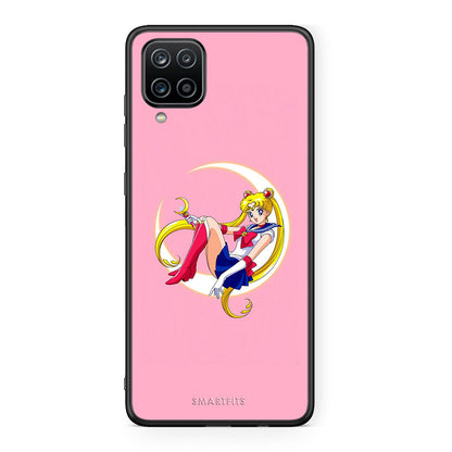 Samsung A12 Moon Girl θήκη από τη Smartfits με σχέδιο στο πίσω μέρος και μαύρο περίβλημα | Smartphone case with colorful back and black bezels by Smartfits