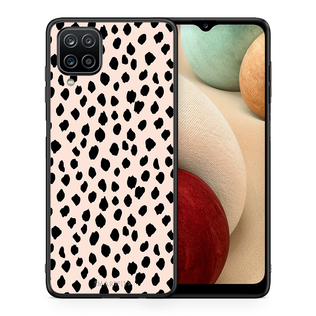 Θήκη Samsung A12 New Polka Dots από τη Smartfits με σχέδιο στο πίσω μέρος και μαύρο περίβλημα | Samsung A12 New Polka Dots case with colorful back and black bezels