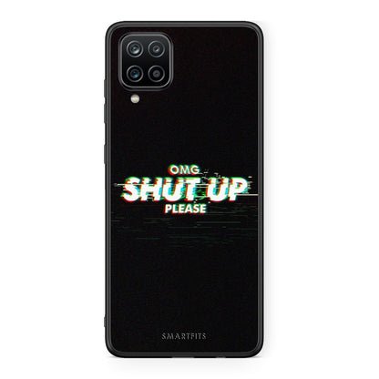 Samsung A12 OMG ShutUp θήκη από τη Smartfits με σχέδιο στο πίσω μέρος και μαύρο περίβλημα | Smartphone case with colorful back and black bezels by Smartfits