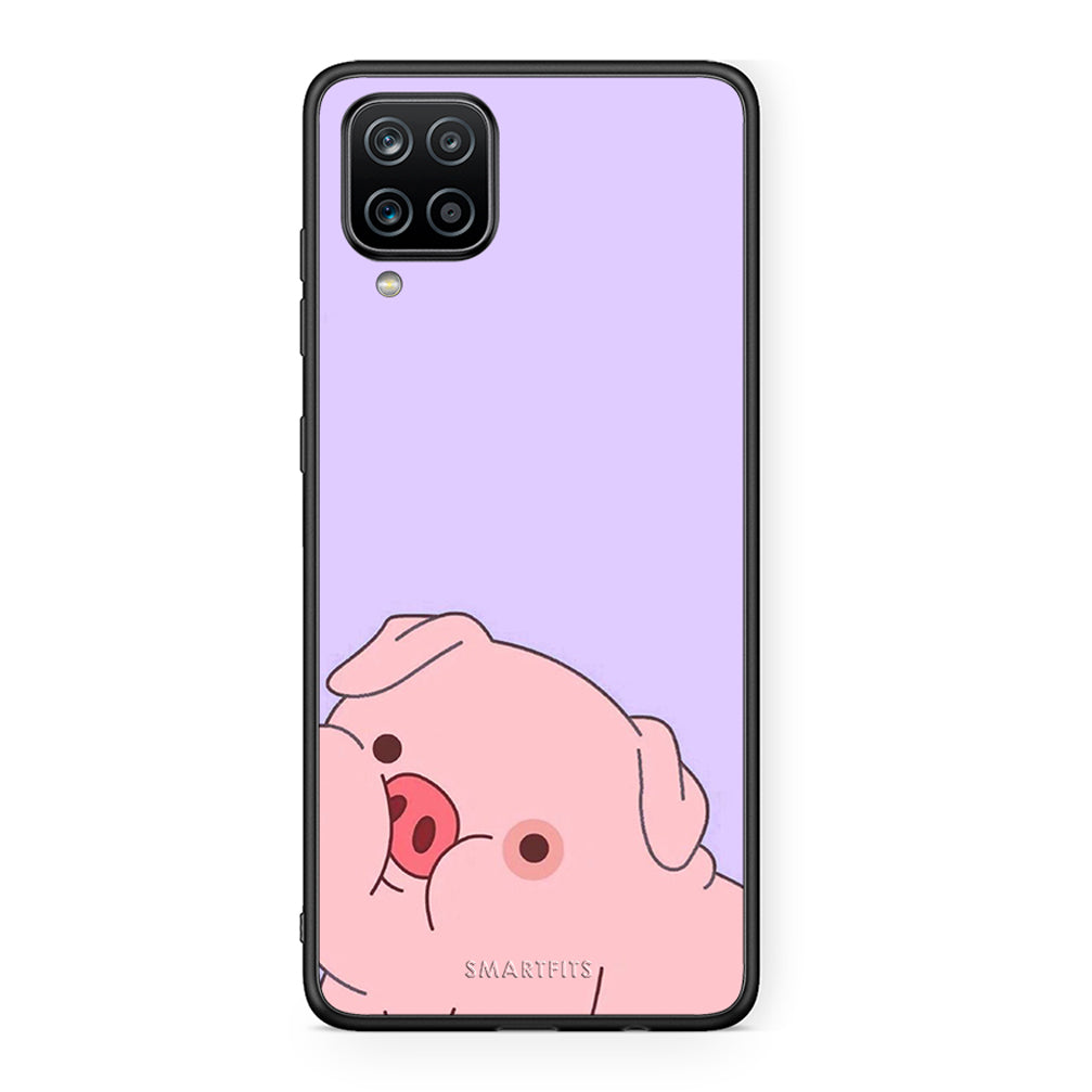 Samsung A12 Pig Love 2 Θήκη Αγίου Βαλεντίνου από τη Smartfits με σχέδιο στο πίσω μέρος και μαύρο περίβλημα | Smartphone case with colorful back and black bezels by Smartfits