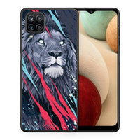 Thumbnail for Θήκη Samsung A12 Lion Designer PopArt από τη Smartfits με σχέδιο στο πίσω μέρος και μαύρο περίβλημα | Samsung A12 Lion Designer PopArt case with colorful back and black bezels
