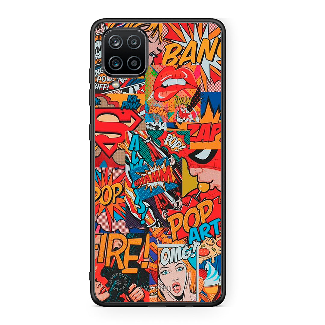 Samsung A12 PopArt OMG θήκη από τη Smartfits με σχέδιο στο πίσω μέρος και μαύρο περίβλημα | Smartphone case with colorful back and black bezels by Smartfits