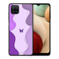 Thumbnail for Θήκη Αγίου Βαλεντίνου Samsung A12 Purple Mariposa από τη Smartfits με σχέδιο στο πίσω μέρος και μαύρο περίβλημα | Samsung A12 Purple Mariposa case with colorful back and black bezels