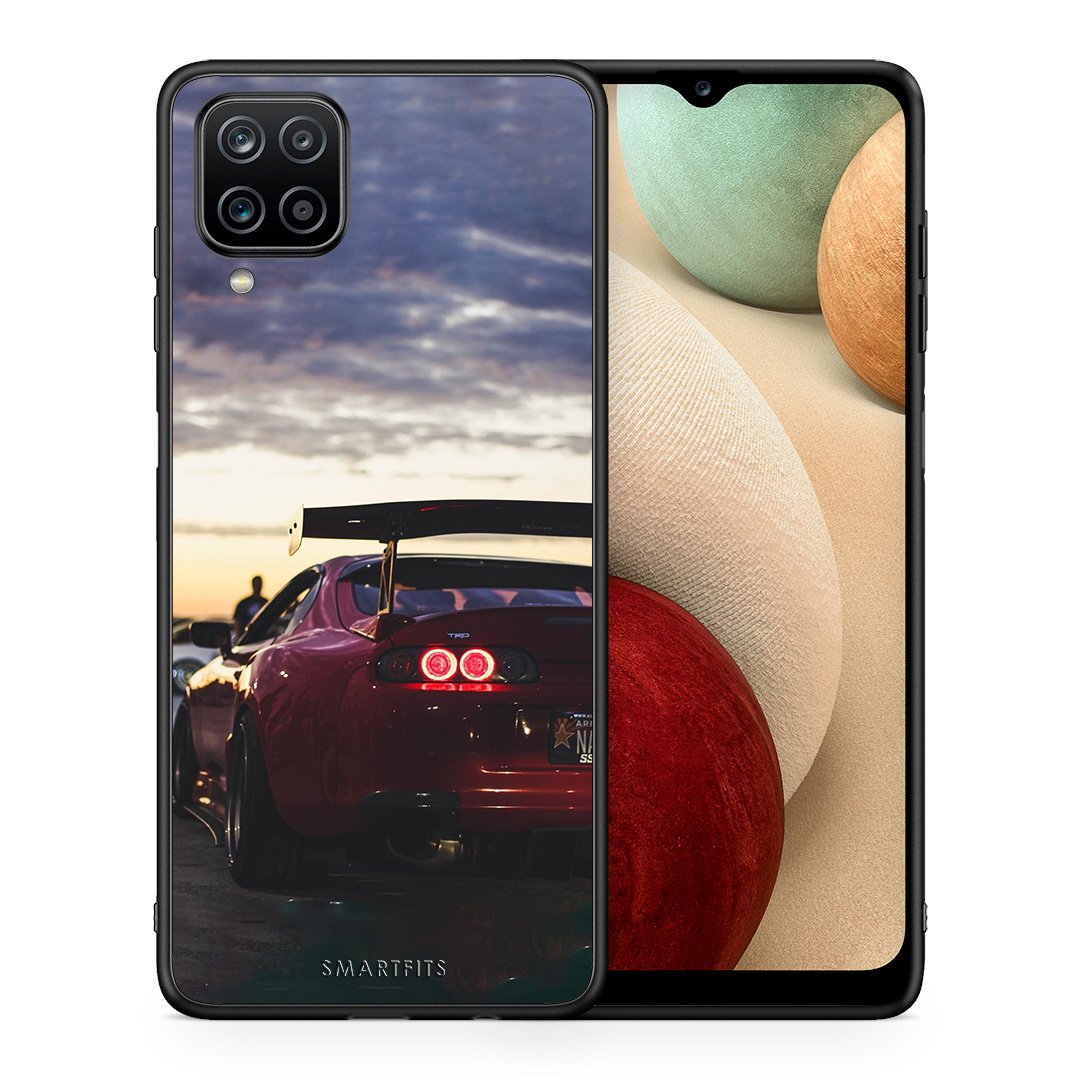 Θήκη Samsung A12 Racing Supra από τη Smartfits με σχέδιο στο πίσω μέρος και μαύρο περίβλημα | Samsung A12 Racing Supra case with colorful back and black bezels
