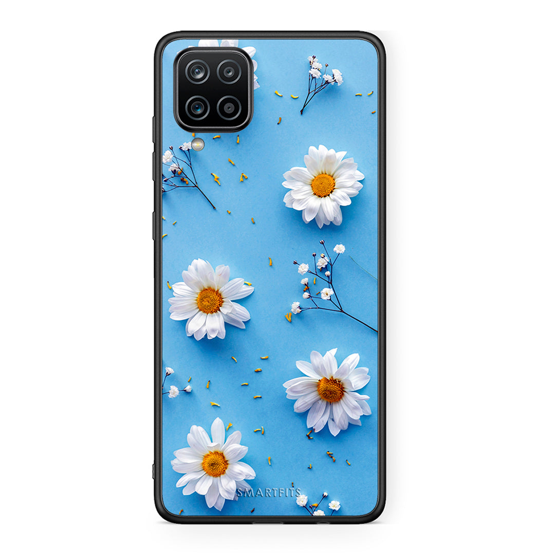 Samsung A12 Real Daisies θήκη από τη Smartfits με σχέδιο στο πίσω μέρος και μαύρο περίβλημα | Smartphone case with colorful back and black bezels by Smartfits