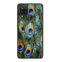 Thumbnail for Samsung A12 Real Peacock Feathers θήκη από τη Smartfits με σχέδιο στο πίσω μέρος και μαύρο περίβλημα | Smartphone case with colorful back and black bezels by Smartfits