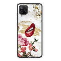 Thumbnail for Samsung A12 Red Lips θήκη από τη Smartfits με σχέδιο στο πίσω μέρος και μαύρο περίβλημα | Smartphone case with colorful back and black bezels by Smartfits