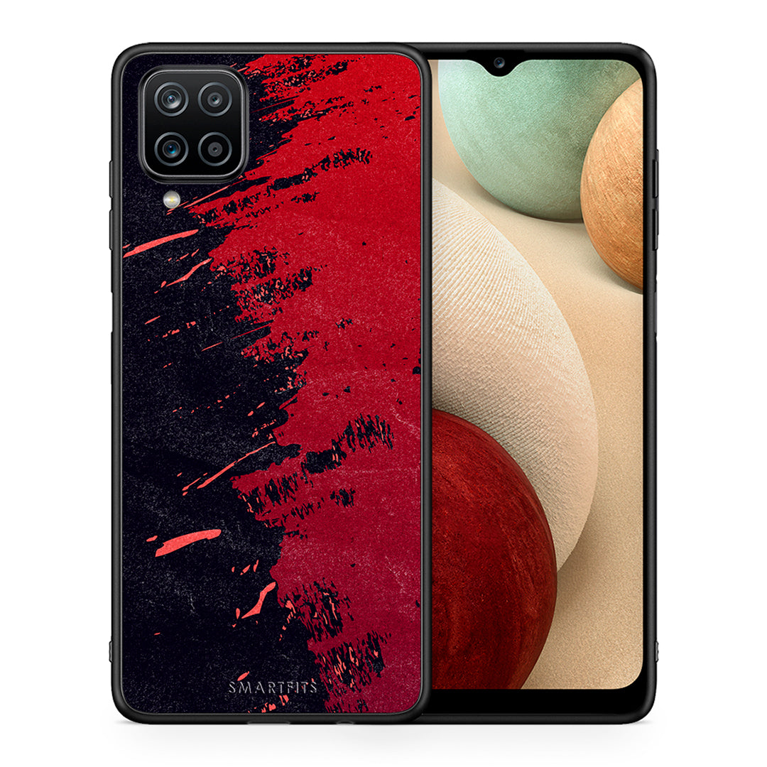 Θήκη Αγίου Βαλεντίνου Samsung A12 Red Paint από τη Smartfits με σχέδιο στο πίσω μέρος και μαύρο περίβλημα | Samsung A12 Red Paint case with colorful back and black bezels