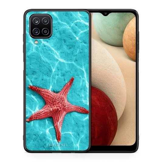 Θήκη Samsung A12 Red Starfish από τη Smartfits με σχέδιο στο πίσω μέρος και μαύρο περίβλημα | Samsung A12 Red Starfish case with colorful back and black bezels