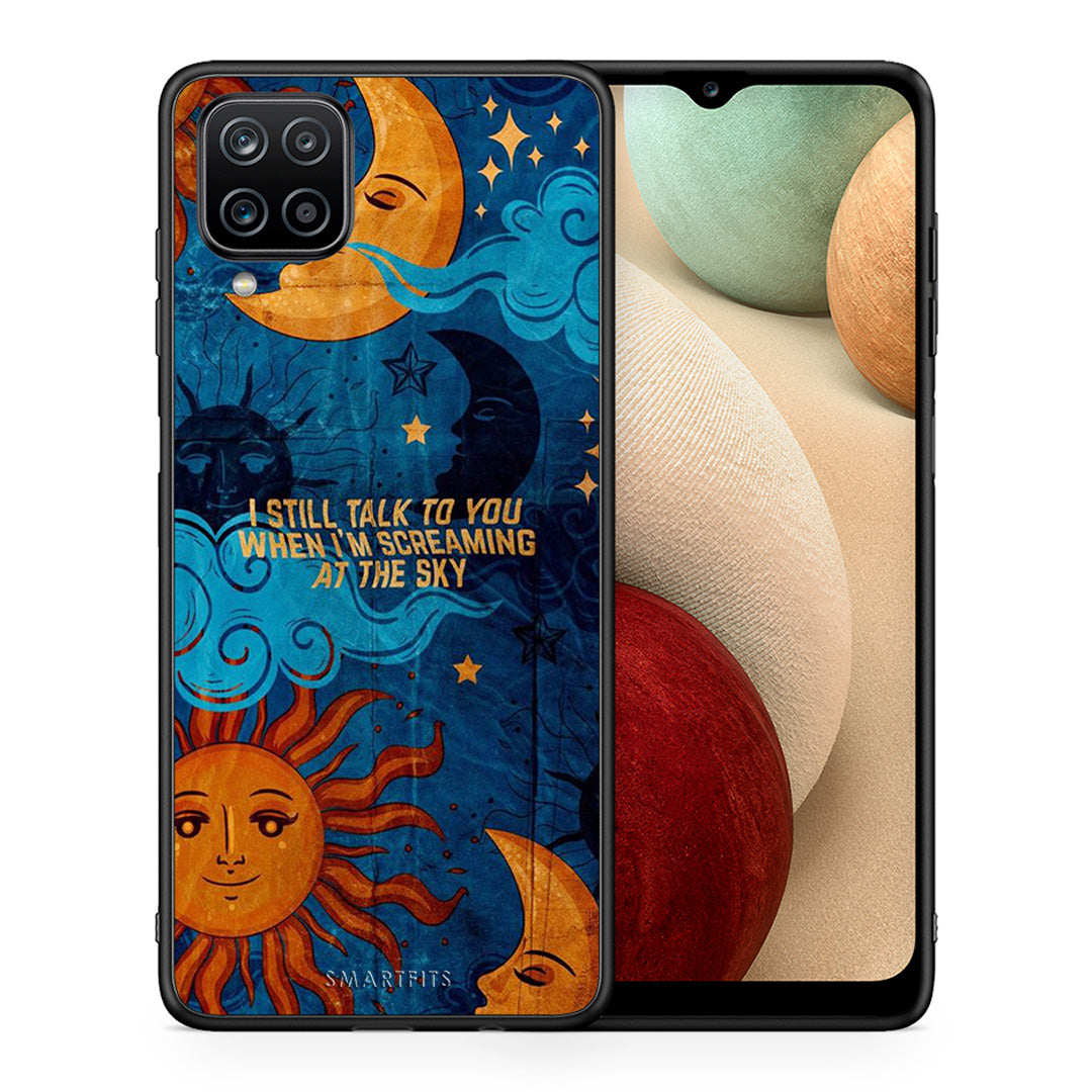 Θήκη Samsung A12 Screaming Sky από τη Smartfits με σχέδιο στο πίσω μέρος και μαύρο περίβλημα | Samsung A12 Screaming Sky case with colorful back and black bezels