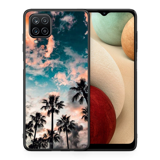 Θήκη Samsung A12 Sky Summer από τη Smartfits με σχέδιο στο πίσω μέρος και μαύρο περίβλημα | Samsung A12 Sky Summer case with colorful back and black bezels