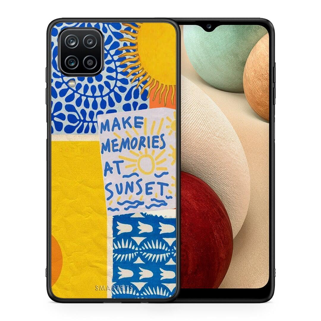 Θήκη Samsung A12 Sunset Memories από τη Smartfits με σχέδιο στο πίσω μέρος και μαύρο περίβλημα | Samsung A12 Sunset Memories case with colorful back and black bezels