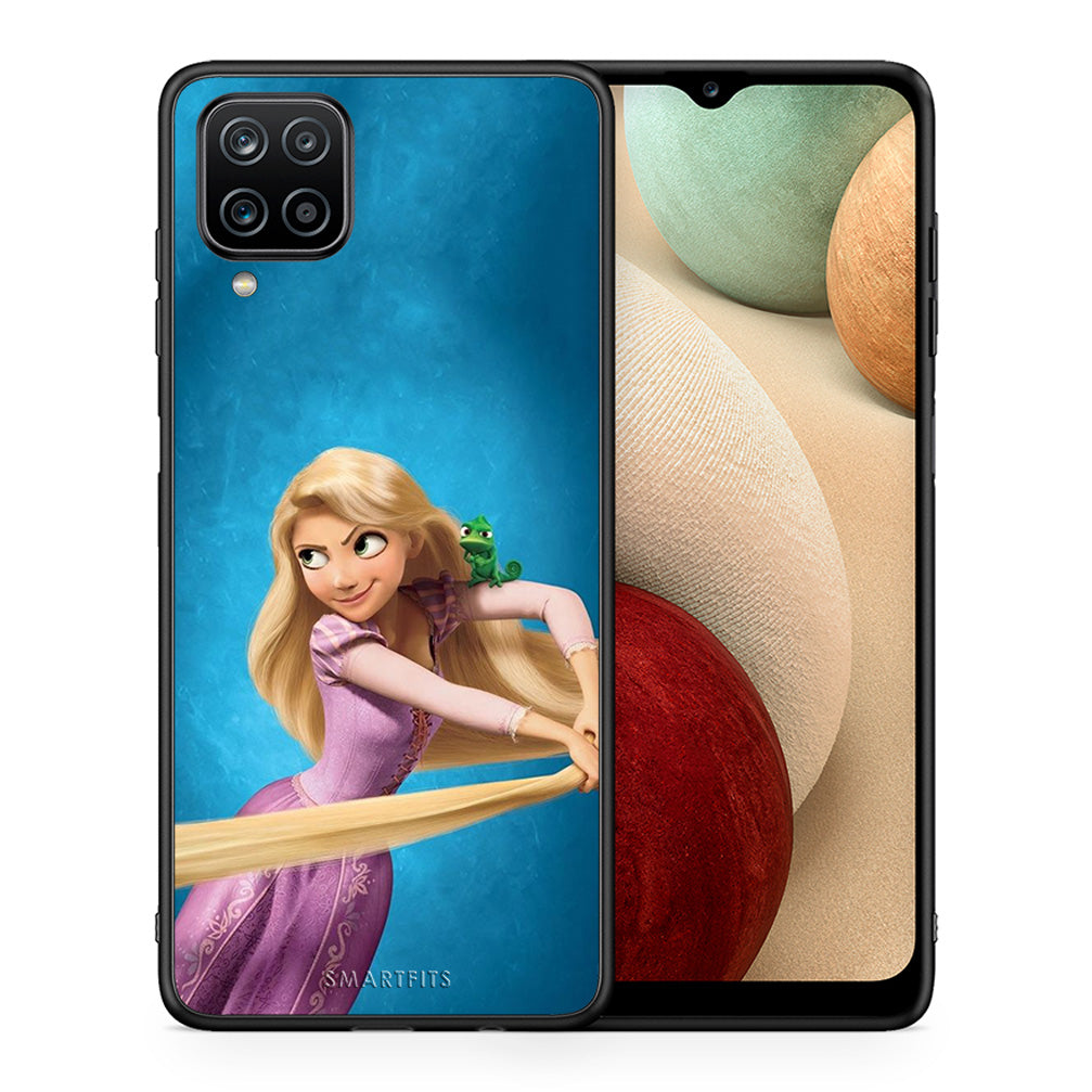Θήκη Αγίου Βαλεντίνου Samsung A12 Tangled 2 από τη Smartfits με σχέδιο στο πίσω μέρος και μαύρο περίβλημα | Samsung A12 Tangled 2 case with colorful back and black bezels