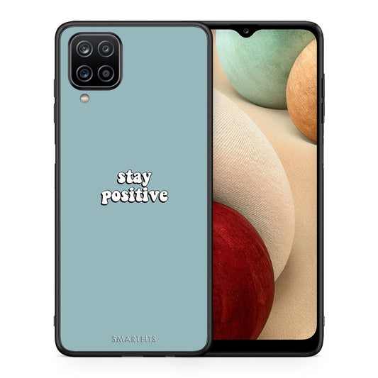 Θήκη Samsung A12 Positive Text από τη Smartfits με σχέδιο στο πίσω μέρος και μαύρο περίβλημα | Samsung A12 Positive Text case with colorful back and black bezels