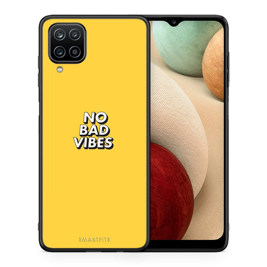 Θήκη Samsung A12 Vibes Text από τη Smartfits με σχέδιο στο πίσω μέρος και μαύρο περίβλημα | Samsung A12 Vibes Text case with colorful back and black bezels