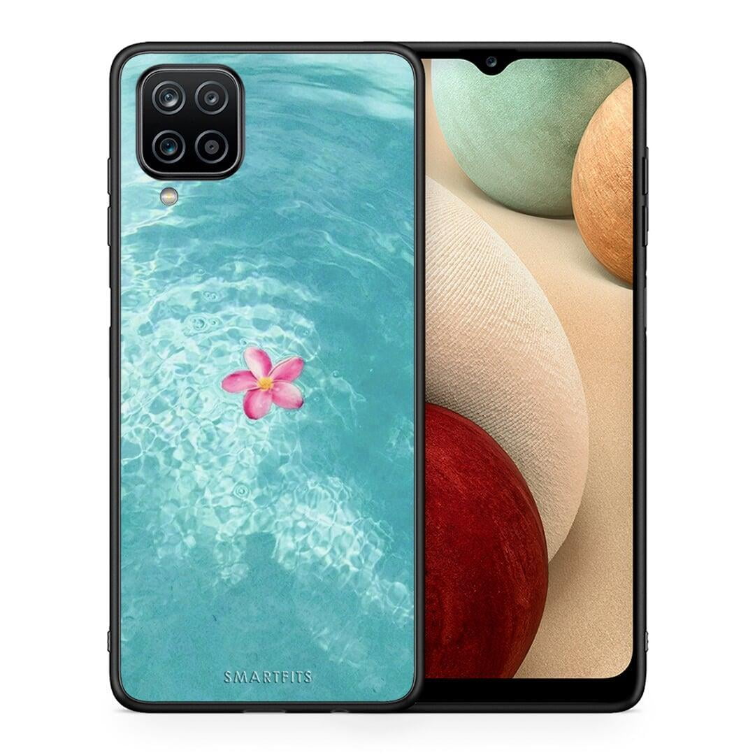 Θήκη Samsung A12 Water Flower από τη Smartfits με σχέδιο στο πίσω μέρος και μαύρο περίβλημα | Samsung A12 Water Flower case with colorful back and black bezels
