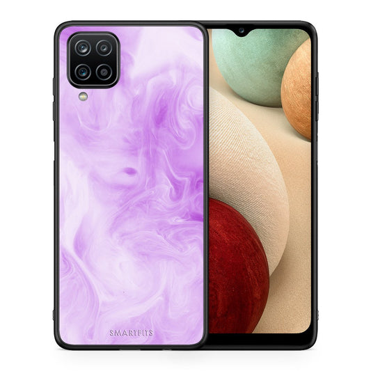 Θήκη Samsung A12 Lavender Watercolor από τη Smartfits με σχέδιο στο πίσω μέρος και μαύρο περίβλημα | Samsung A12 Lavender Watercolor case with colorful back and black bezels