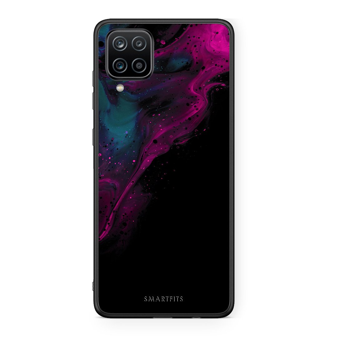 4 - Samsung A12 Pink Black Watercolor case, cover, bumper