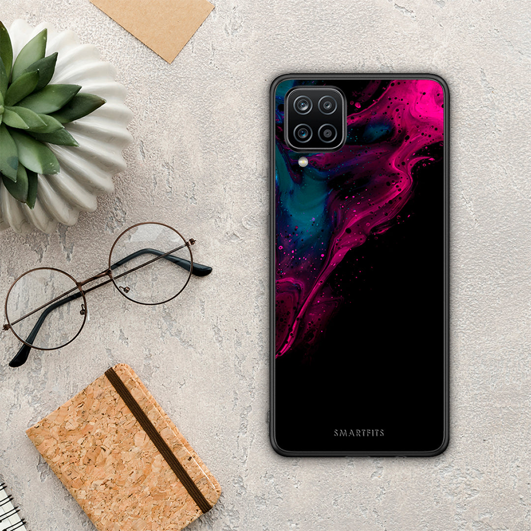 Watercolor Pink Black - Samsung Galaxy A12 θήκη