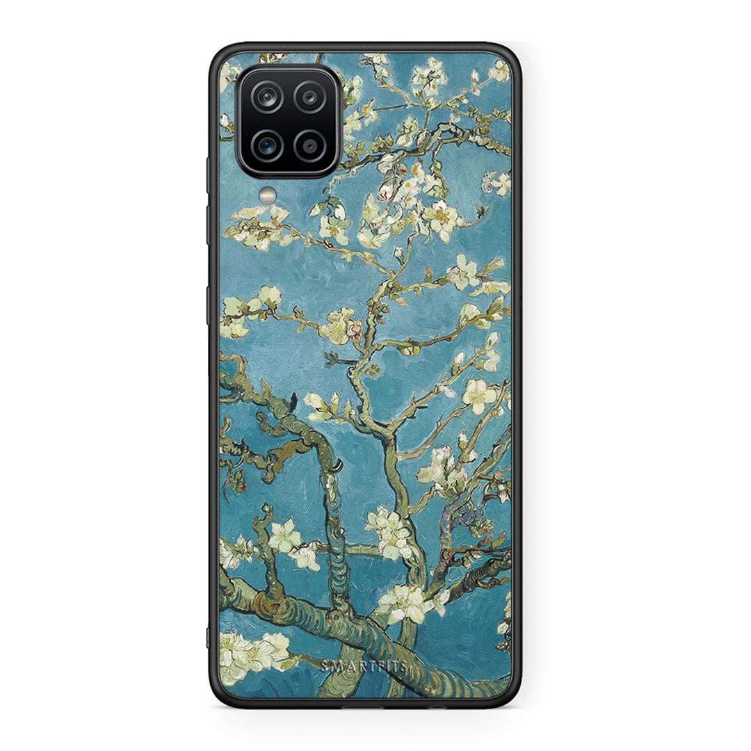 Samsung A12 White Blossoms θήκη από τη Smartfits με σχέδιο στο πίσω μέρος και μαύρο περίβλημα | Smartphone case with colorful back and black bezels by Smartfits