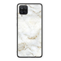 Thumbnail for Samsung A12 White Gold Marble θήκη από τη Smartfits με σχέδιο στο πίσω μέρος και μαύρο περίβλημα | Smartphone case with colorful back and black bezels by Smartfits