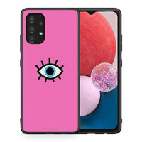 Thumbnail for Θήκη Samsung A13 4G Blue Eye Pink από τη Smartfits με σχέδιο στο πίσω μέρος και μαύρο περίβλημα | Samsung A13 4G Blue Eye Pink case with colorful back and black bezels