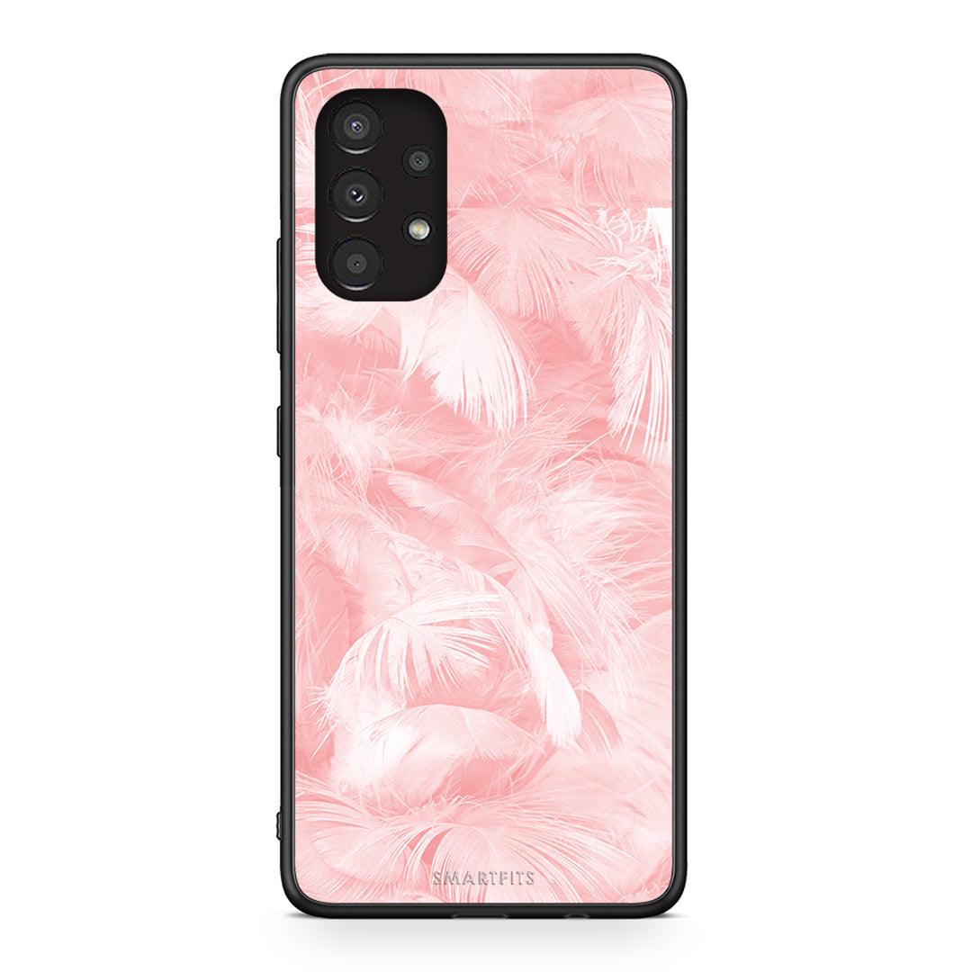 33 - Samsung A13 4G Pink Feather Boho case, cover, bumper
