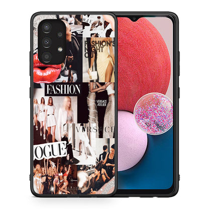Θήκη Αγίου Βαλεντίνου Samsung A13 4G Collage Fashion από τη Smartfits με σχέδιο στο πίσω μέρος και μαύρο περίβλημα | Samsung A13 4G Collage Fashion case with colorful back and black bezels