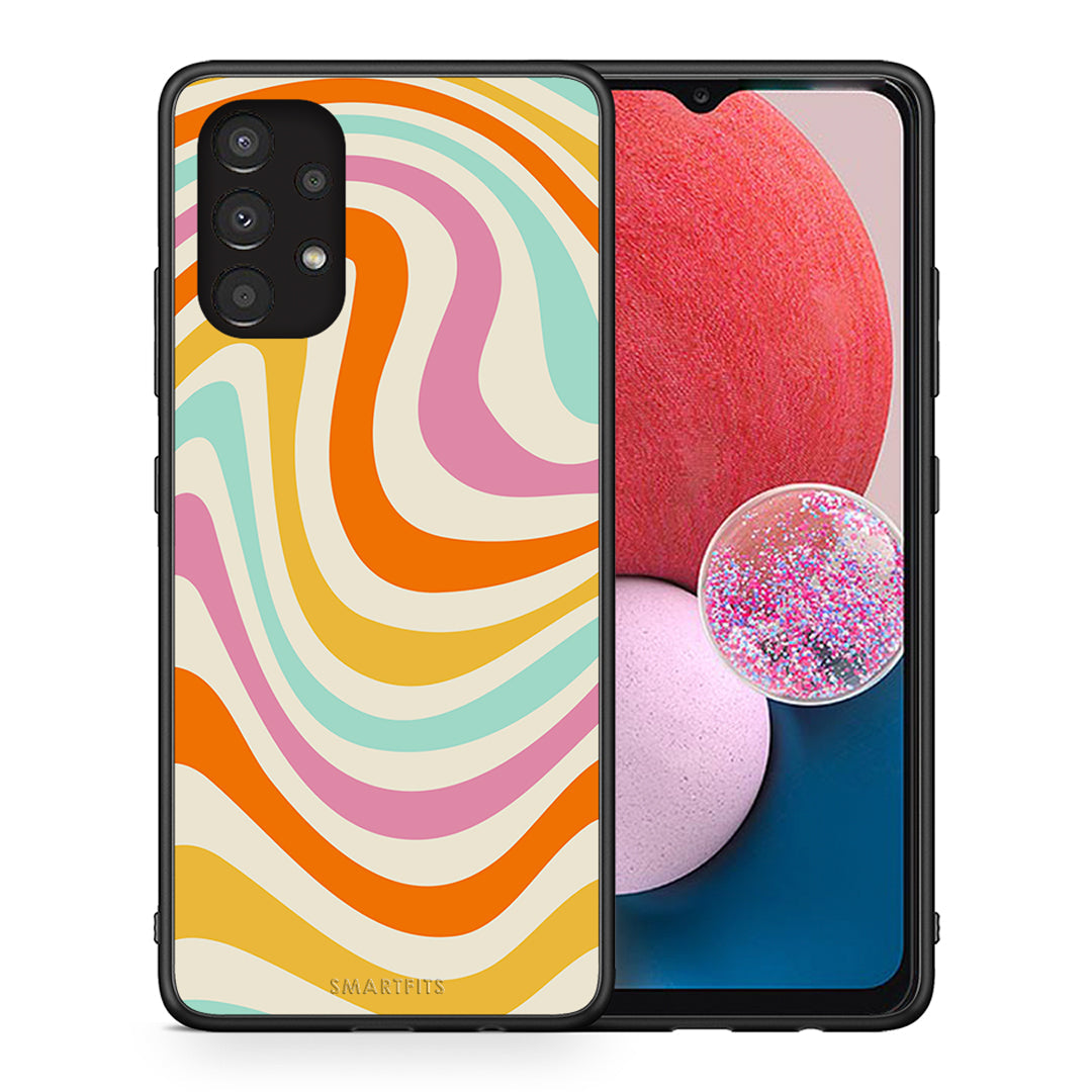Θήκη Samsung A13 4G Colourful Waves από τη Smartfits με σχέδιο στο πίσω μέρος και μαύρο περίβλημα | Samsung A13 4G Colourful Waves case with colorful back and black bezels