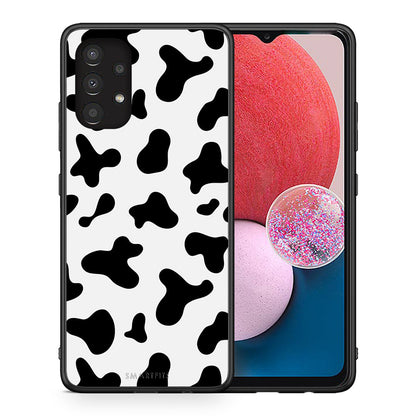 Θήκη Samsung A13 4G Cow Print από τη Smartfits με σχέδιο στο πίσω μέρος και μαύρο περίβλημα | Samsung A13 4G Cow Print case with colorful back and black bezels