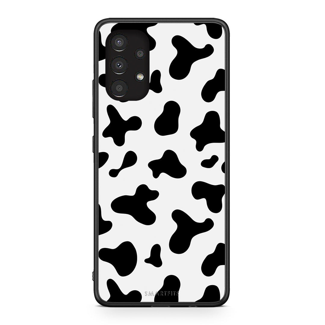 Samsung A13 4G Cow Print θήκη από τη Smartfits με σχέδιο στο πίσω μέρος και μαύρο περίβλημα | Smartphone case with colorful back and black bezels by Smartfits
