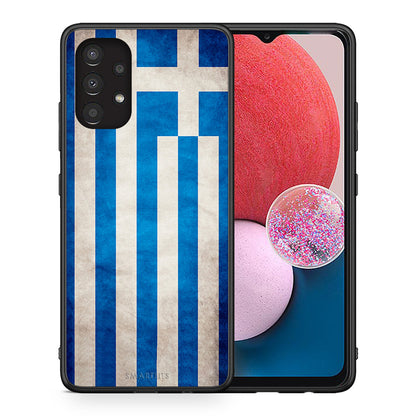 Θήκη Samsung A13 4G Greek Flag από τη Smartfits με σχέδιο στο πίσω μέρος και μαύρο περίβλημα | Samsung A13 4G Greek Flag case with colorful back and black bezels