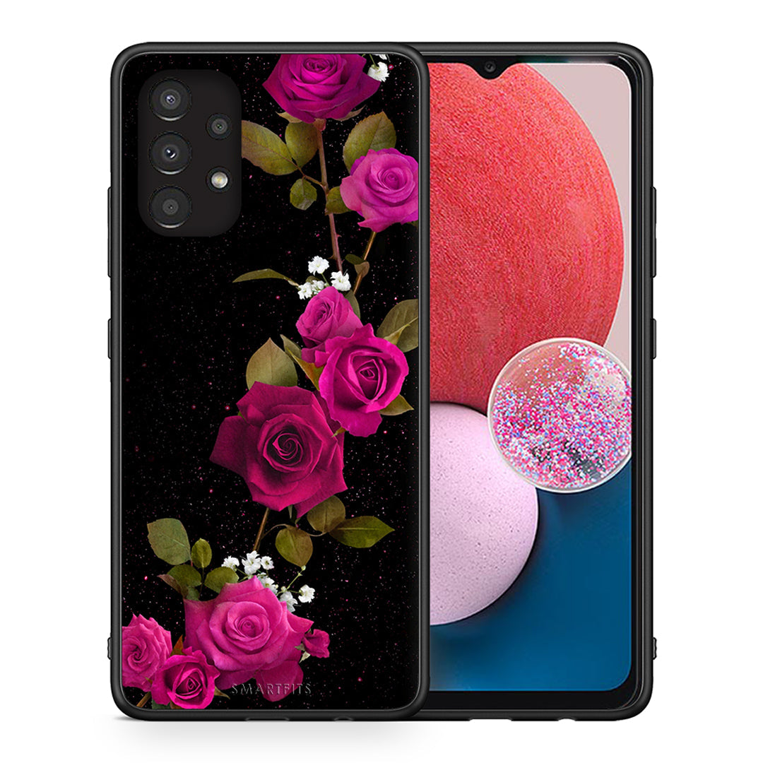 Θήκη Samsung A13 4G Red Roses Flower από τη Smartfits με σχέδιο στο πίσω μέρος και μαύρο περίβλημα | Samsung A13 4G Red Roses Flower case with colorful back and black bezels