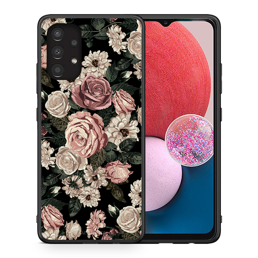 Θήκη Samsung A13 4G Wild Roses Flower από τη Smartfits με σχέδιο στο πίσω μέρος και μαύρο περίβλημα | Samsung A13 4G Wild Roses Flower case with colorful back and black bezels