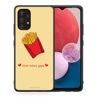 Thumbnail for Θήκη Αγίου Βαλεντίνου Samsung A13 4G Fries Before Guys από τη Smartfits με σχέδιο στο πίσω μέρος και μαύρο περίβλημα | Samsung A13 4G Fries Before Guys case with colorful back and black bezels
