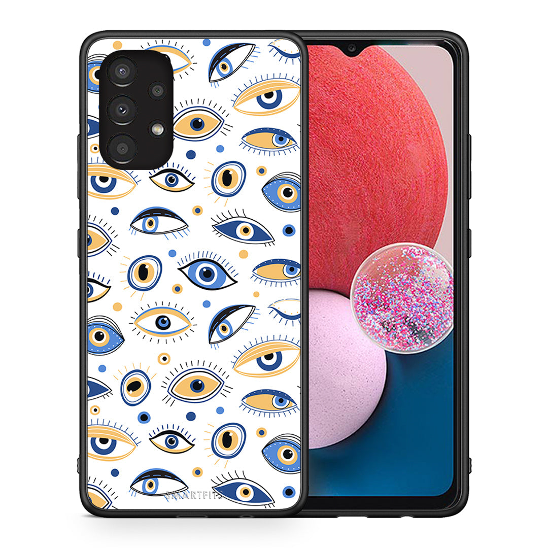 Θήκη Samsung A13 4G Ftou Ftou από τη Smartfits με σχέδιο στο πίσω μέρος και μαύρο περίβλημα | Samsung A13 4G Ftou Ftou case with colorful back and black bezels
