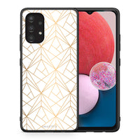 Thumbnail for Θήκη Samsung A13 4G Luxury White Geometric από τη Smartfits με σχέδιο στο πίσω μέρος και μαύρο περίβλημα | Samsung A13 4G Luxury White Geometric case with colorful back and black bezels