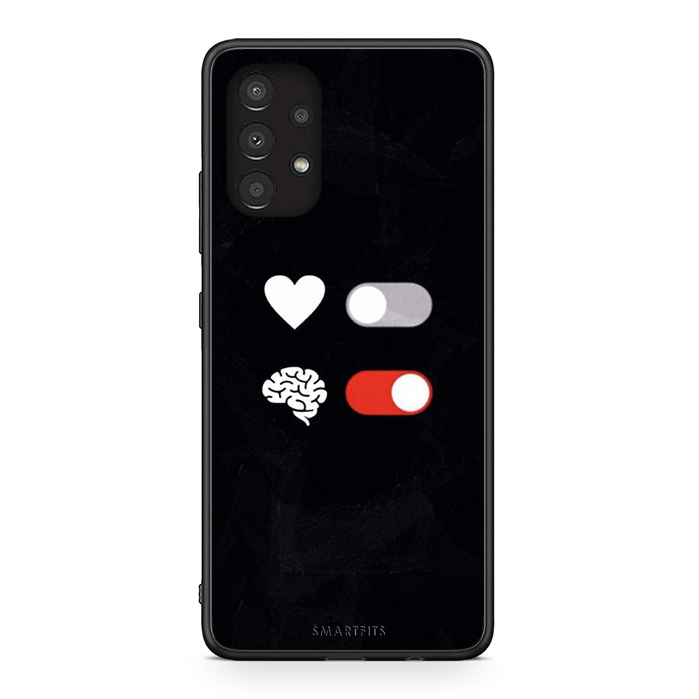 Samsung A13 4G Heart Vs Brain Θήκη Αγίου Βαλεντίνου από τη Smartfits με σχέδιο στο πίσω μέρος και μαύρο περίβλημα | Smartphone case with colorful back and black bezels by Smartfits