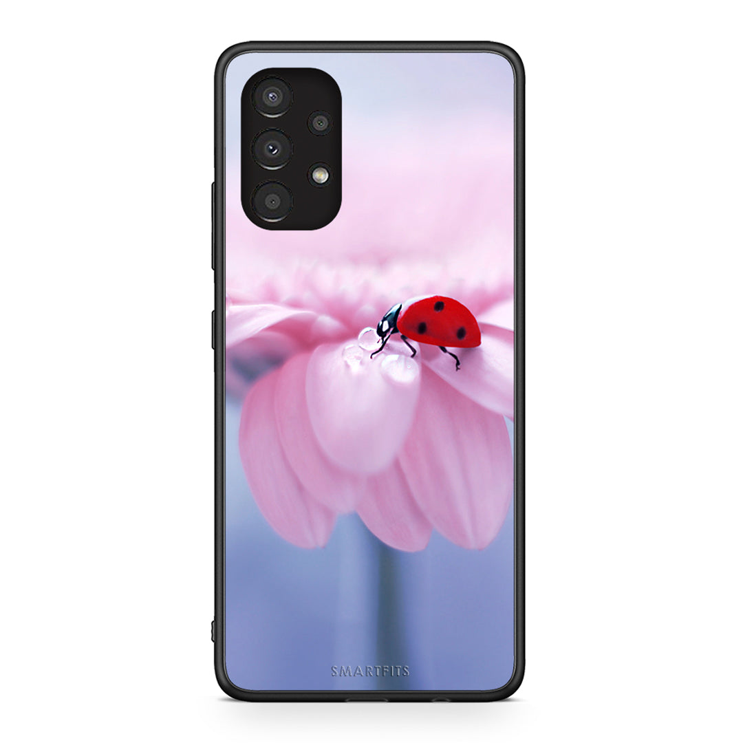 Samsung A13 4G Ladybug Flower θήκη από τη Smartfits με σχέδιο στο πίσω μέρος και μαύρο περίβλημα | Smartphone case with colorful back and black bezels by Smartfits