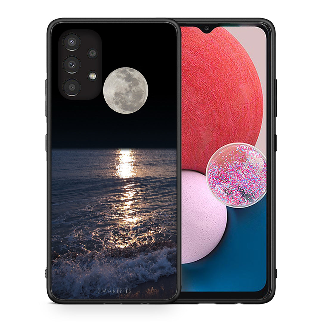 Θήκη Samsung A13 4G Moon Landscape από τη Smartfits με σχέδιο στο πίσω μέρος και μαύρο περίβλημα | Samsung A13 4G Moon Landscape case with colorful back and black bezels
