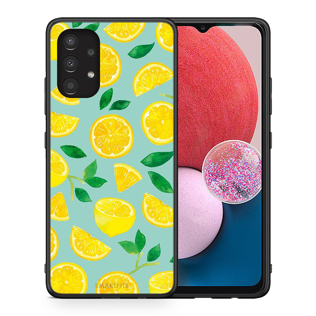 Θήκη Samsung A13 4G Lemons από τη Smartfits με σχέδιο στο πίσω μέρος και μαύρο περίβλημα | Samsung A13 4G Lemons case with colorful back and black bezels