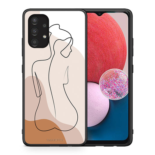 Θήκη Samsung A13 4G LineArt Woman από τη Smartfits με σχέδιο στο πίσω μέρος και μαύρο περίβλημα | Samsung A13 4G LineArt Woman case with colorful back and black bezels