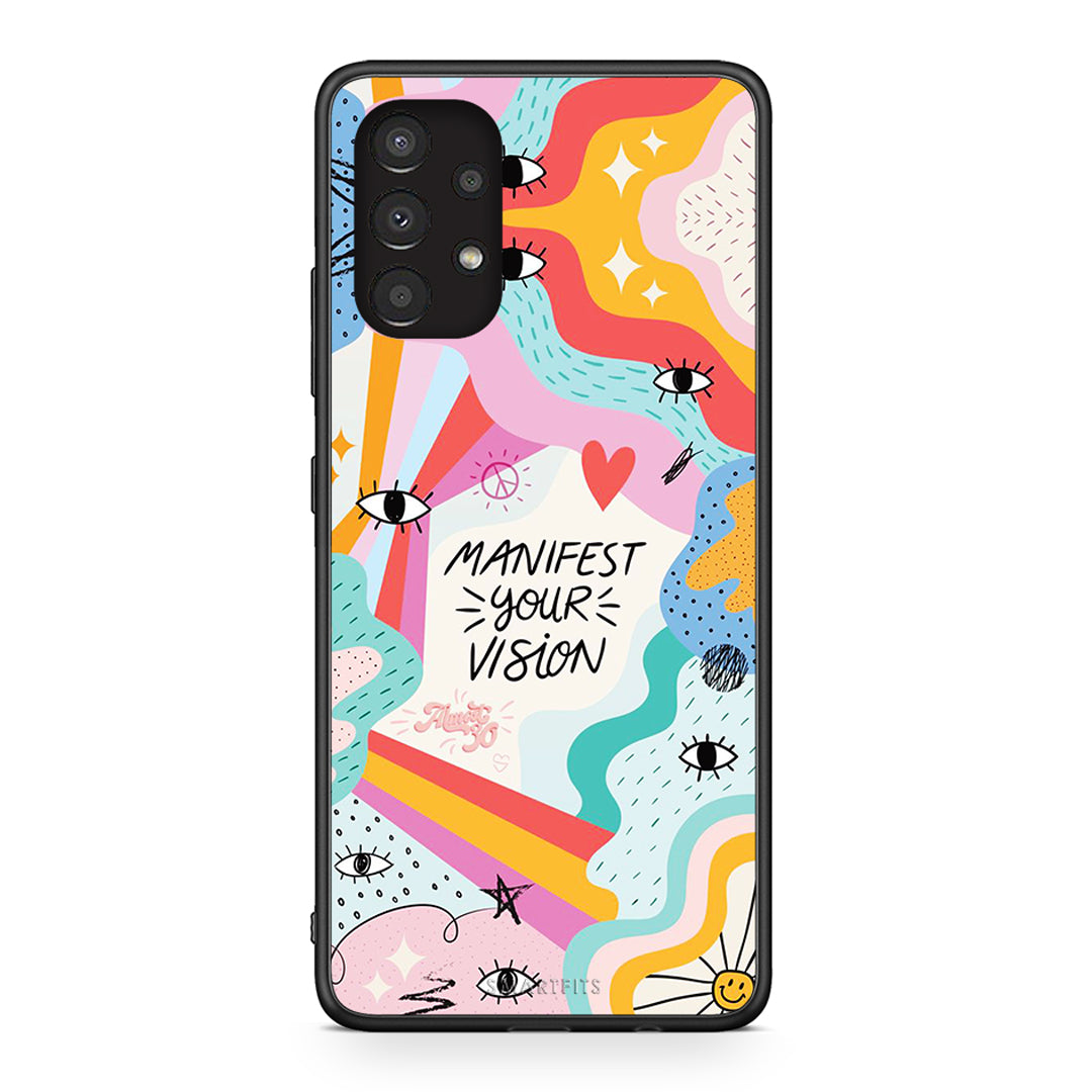 Samsung A13 4G Manifest Your Vision θήκη από τη Smartfits με σχέδιο στο πίσω μέρος και μαύρο περίβλημα | Smartphone case with colorful back and black bezels by Smartfits