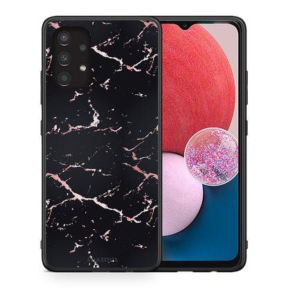 Θήκη Samsung A13 4G Black Rosegold Marble από τη Smartfits με σχέδιο στο πίσω μέρος και μαύρο περίβλημα | Samsung A13 4G Black Rosegold Marble case with colorful back and black bezels
