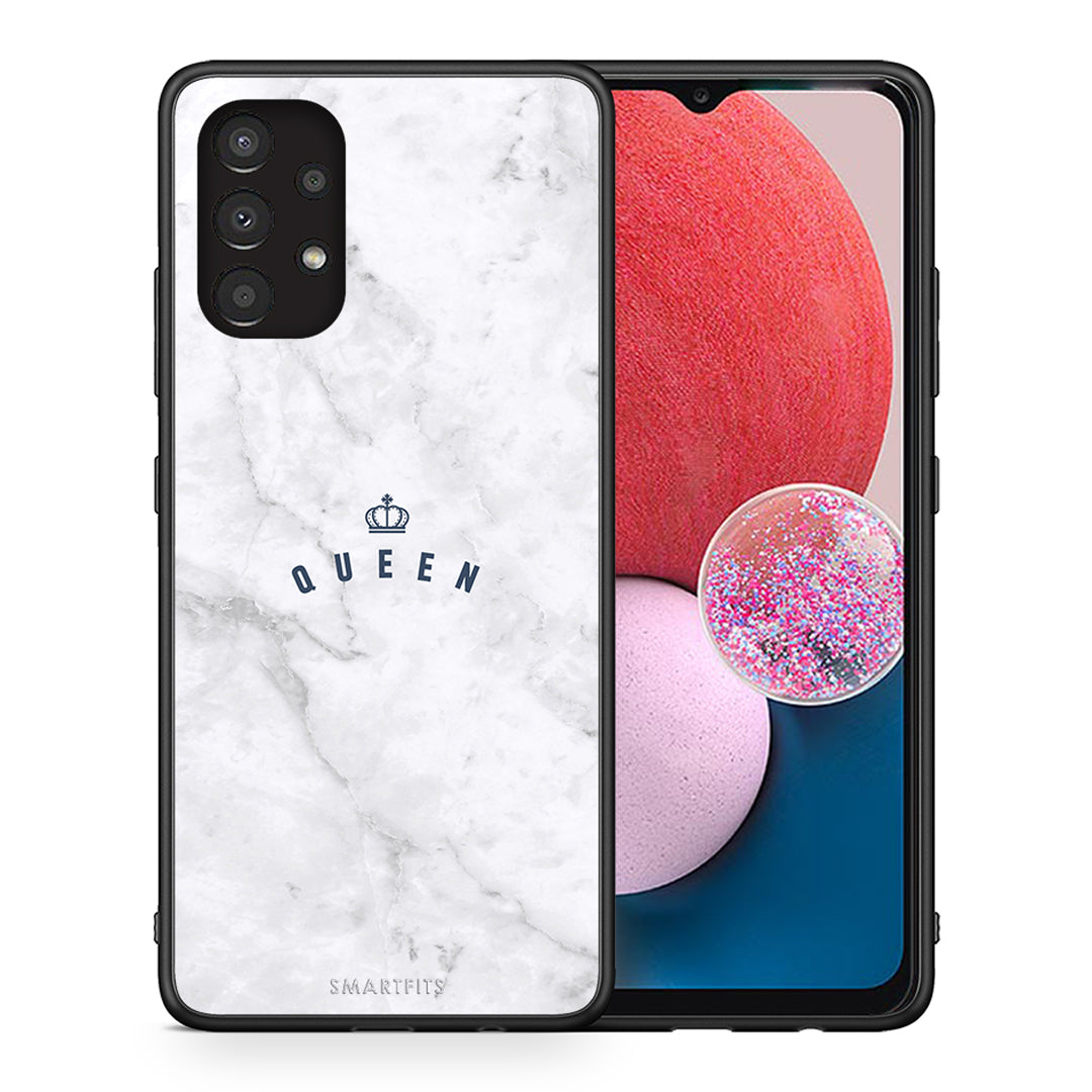 Θήκη Samsung A13 4G Queen Marble από τη Smartfits με σχέδιο στο πίσω μέρος και μαύρο περίβλημα | Samsung A13 4G Queen Marble case with colorful back and black bezels