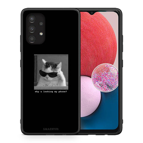 Θήκη Samsung A13 4G Meme Cat από τη Smartfits με σχέδιο στο πίσω μέρος και μαύρο περίβλημα | Samsung A13 4G Meme Cat case with colorful back and black bezels