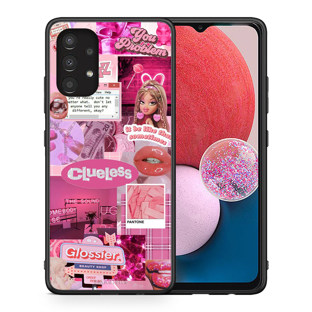 Θήκη Αγίου Βαλεντίνου Samsung A13 4G Pink Love από τη Smartfits με σχέδιο στο πίσω μέρος και μαύρο περίβλημα | Samsung A13 4G Pink Love case with colorful back and black bezels