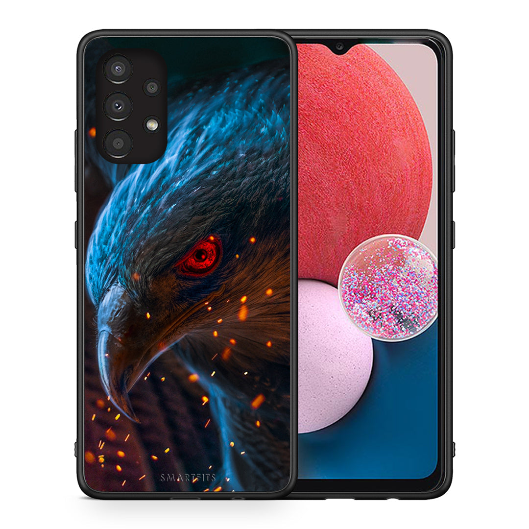 Θήκη Samsung A13 4G Eagle PopArt από τη Smartfits με σχέδιο στο πίσω μέρος και μαύρο περίβλημα | Samsung A13 4G Eagle PopArt case with colorful back and black bezels